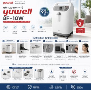 Máy Tạo Oxy Yuwell 8F-10W Chính Hãng – Oxy Tinh Khiết 93% ±3%