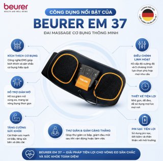 Đai massage bụng xung điện 4 điện cực Beurer EM37
