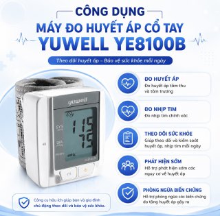 Máy Đo Huyết Áp Cổ Tay Yuwell YE8100B Chính Hãng