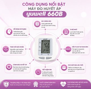 Máy đo huyết áp bắp tay điện tử Yuwell YE660B