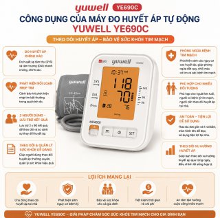 Máy Đo Huyết Áp Tự Động Yuwell YE690C Chính Hãng