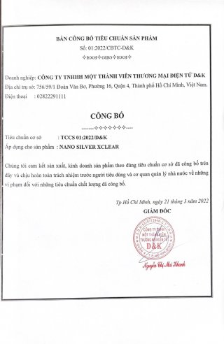 DUNG DỊCH PHUN SƯƠNG DIỆT KHỬ KHUẨN NANO SILVER XCLEAR 5 LÍT