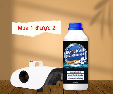 Combo MÁY PHUN DUNG DỊCH KHÓI KHỬ TRÙNG FOG MACHINE 1000W, Nano Xclear 1L