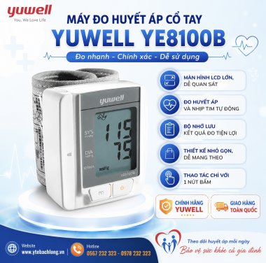 Máy Đo Huyết Áp Cổ Tay Yuwell YE8100B Chính Hãng