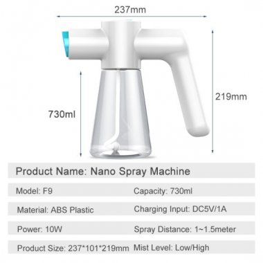 Máy khử khuẩn cầm tay Nano Mist Gray Gun F9