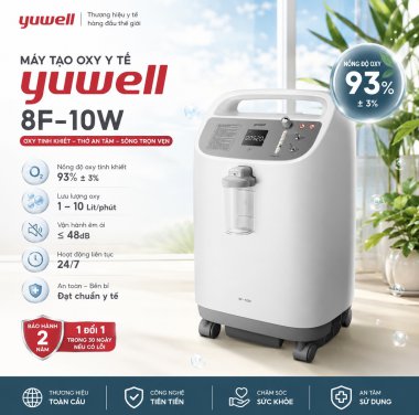 Máy Tạo Oxy Yuwell 8F-10W Chính Hãng – Oxy Tinh Khiết 93% ±3%